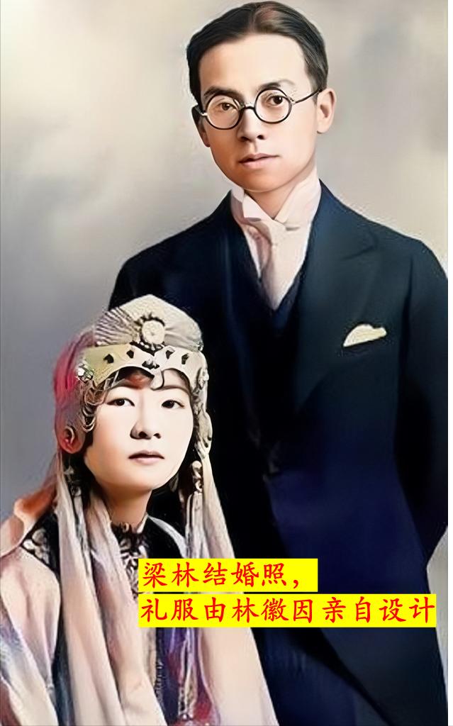 1928年，梁思成和林徽因在甲板上留影，林徽因初为人妻一脸娇羞